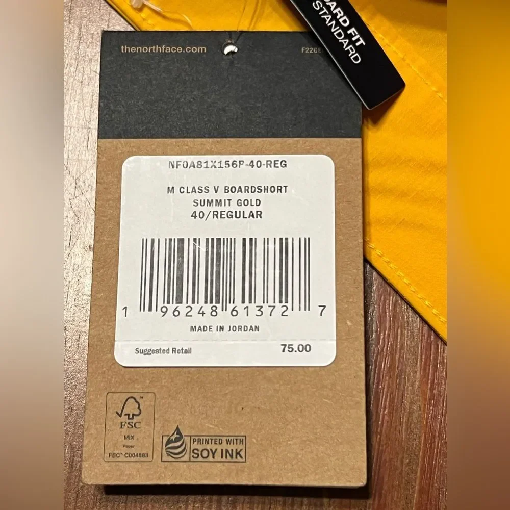 North Face‎ Class V Ripstop Board Shorts in Summit Gold